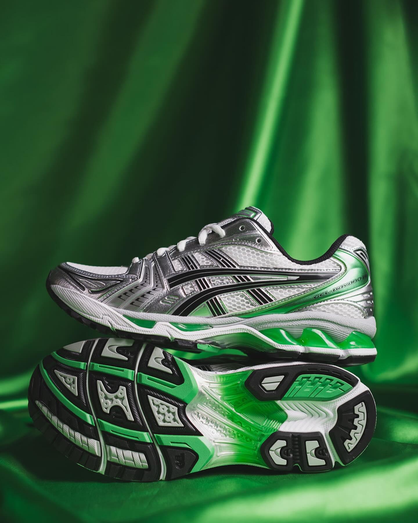 As*ic*s gel-kayano 14 white malachite green